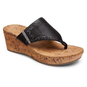 NIB Vionic Black Anitra Thong Wedge Sandal 5M